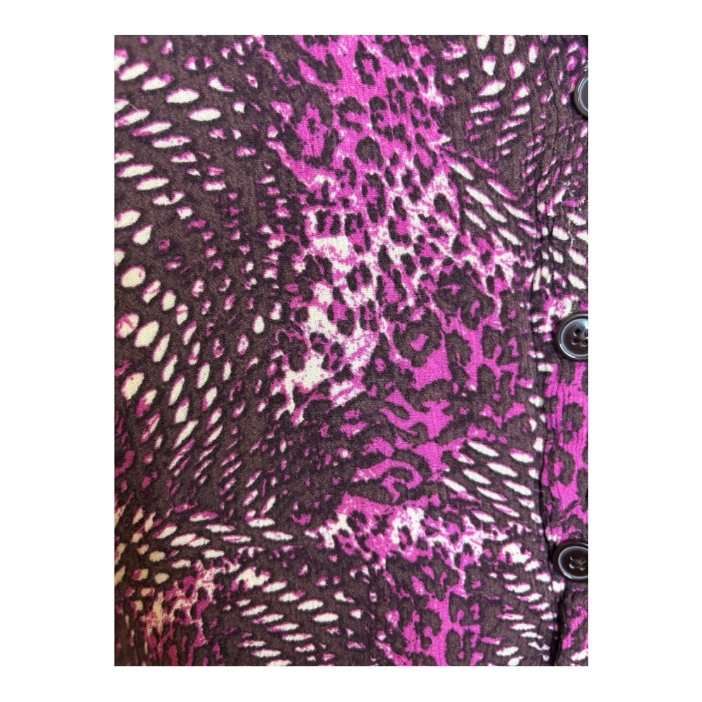 Jaclyn Smith Black & Pink Animal Print Button Front Top 80s Vintage Style 1X - Picture 3 of 5